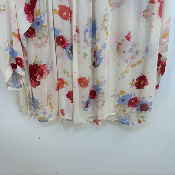 Lucky Brand Size 3X Floral Print Semi Sheer Popover Blouse w/Drawstring Closure - Picture 9 of 11